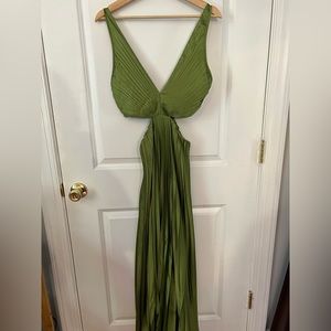 Abercrombie Satin pleated cutout maxi dress